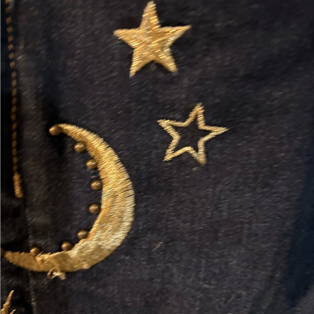 Driftwood Jackie Celestial Embroidered Star/Moon High Rise Skinny Jeans 32/34 - Picture 5 of 7